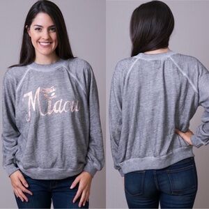 Wildfox Gray Miaou Pullover Cat Sweater Meow Medium